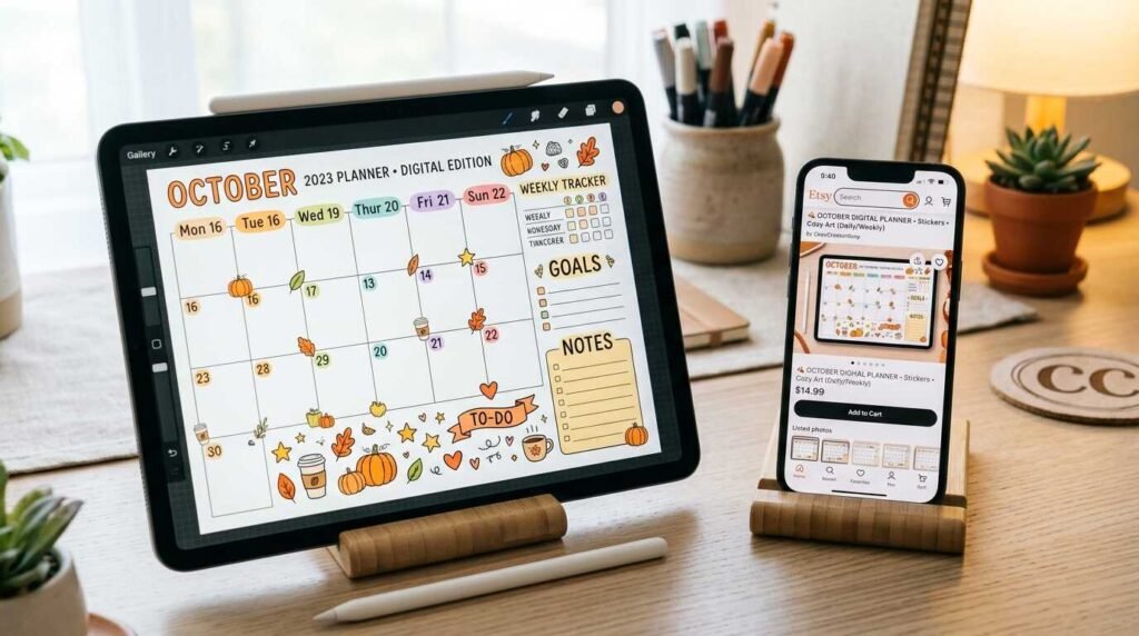 sell planners on etsy and earn online