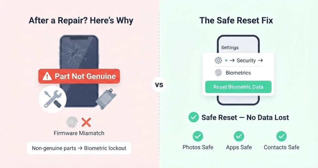 Fingerprint face unlock not working after screen repair