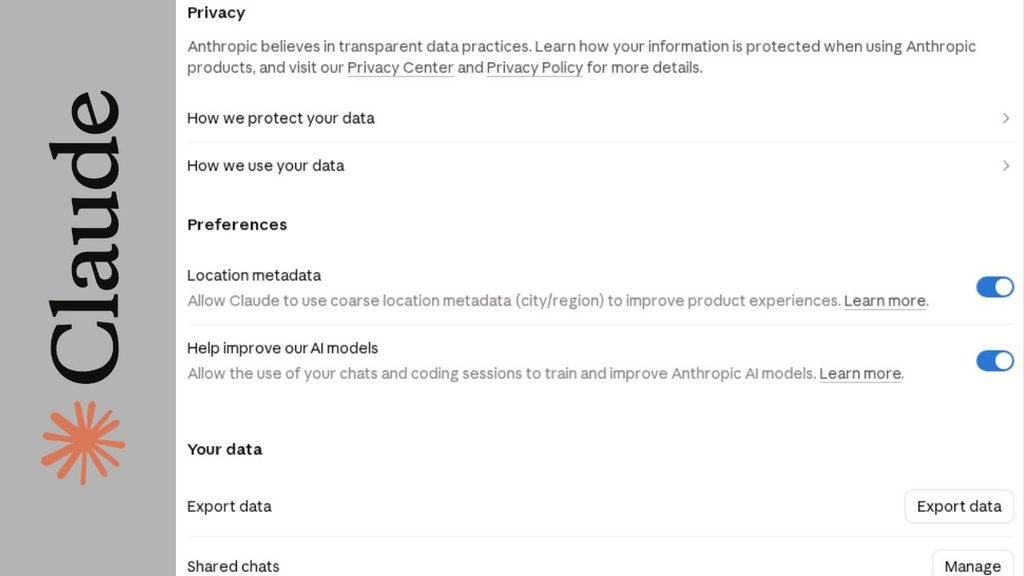 Claude Privacy settings